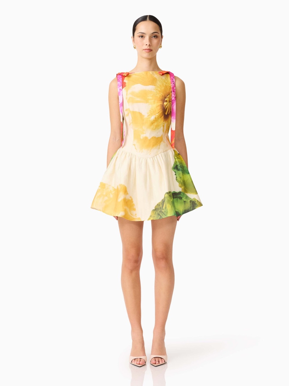 ELLIATT Lilia A-Line Mini Dress in Multi Floral Summer Dress Size S NWT - Picture 3 of 7